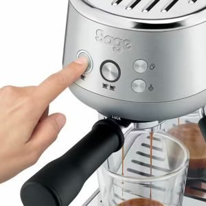 Siebträgermaschine Sage The Bambino Edelstahl + Kaffeemühle Baratza Encore ESP weiß